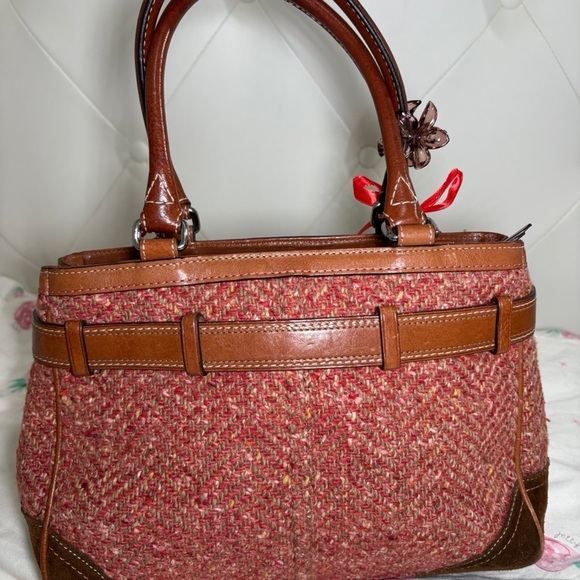 Coach Hampton Pink Tweed Satchel - Picture 2 of 5